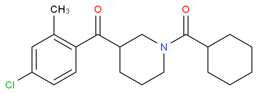 (4-chloro-2-methylphenyl)[1-(cyclohexylcarbonyl)-3-piperidinyl]methanone_分子结构_CAS_)