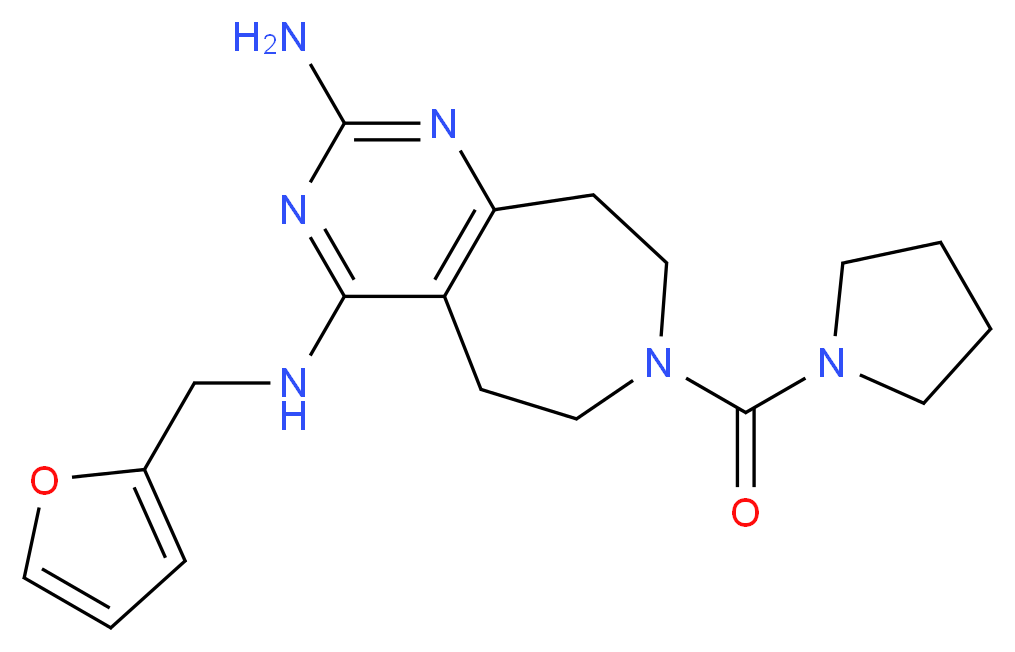 N~4~-(2-furylmethyl)-7-(pyrrolidin-1-ylcarbonyl)-6,7,8,9-tetrahydro-5H-pyrimido[4,5-d]azepine-2,4-diamine_分子结构_CAS_)