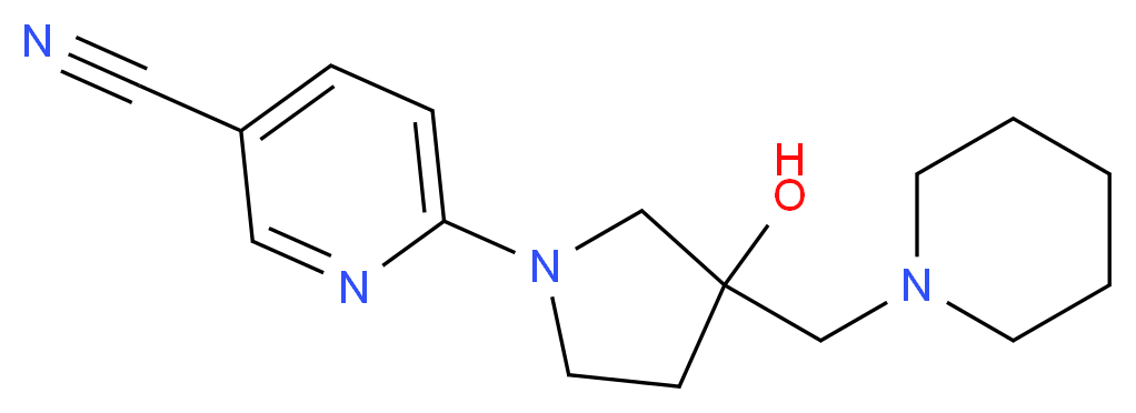 6-[3-hydroxy-3-(piperidin-1-ylmethyl)pyrrolidin-1-yl]nicotinonitrile_分子结构_CAS_)