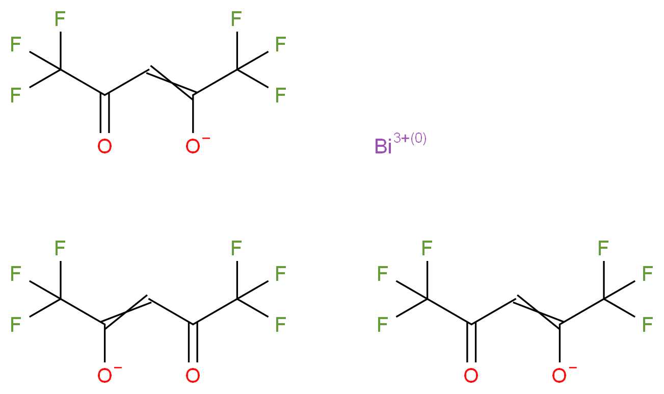 bismuth(3+) ion tris(1,1,1,5,5,5-hexafluoro-4-oxopent-2-en-2-olate)_分子结构_CAS_142617-56-9