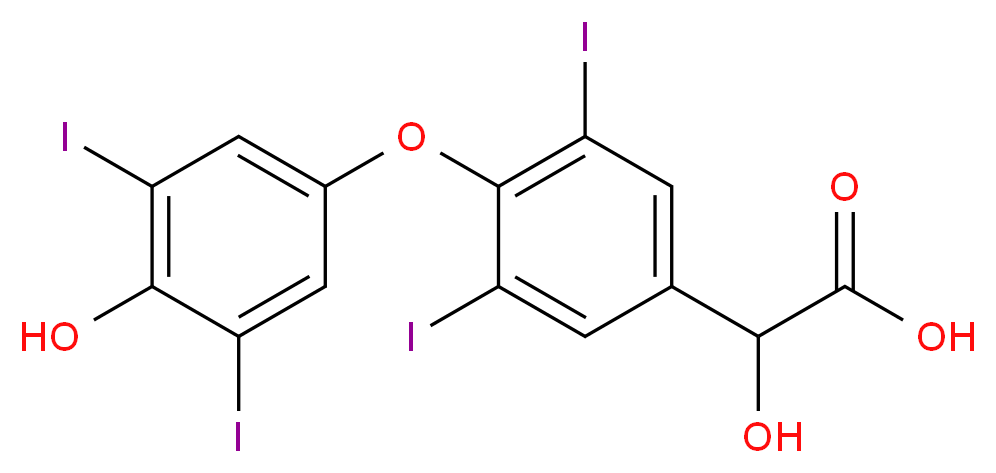 2-hydroxy-2-[4-(4-hydroxy-3,5-diiodophenoxy)-3,5-diiodophenyl]acetic acid_分子结构_CAS_93647-48-4