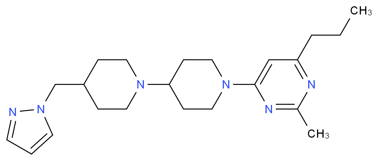 1'-(2-methyl-6-propylpyrimidin-4-yl)-4-(1H-pyrazol-1-ylmethyl)-1,4'-bipiperidine_分子结构_CAS_)
