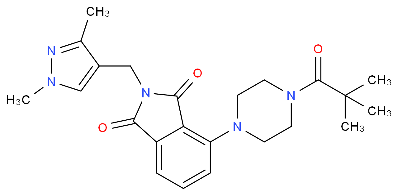 4-[4-(2,2-dimethylpropanoyl)-1-piperazinyl]-2-[(1,3-dimethyl-1H-pyrazol-4-yl)methyl]-1H-isoindole-1,3(2H)-dione_分子结构_CAS_)