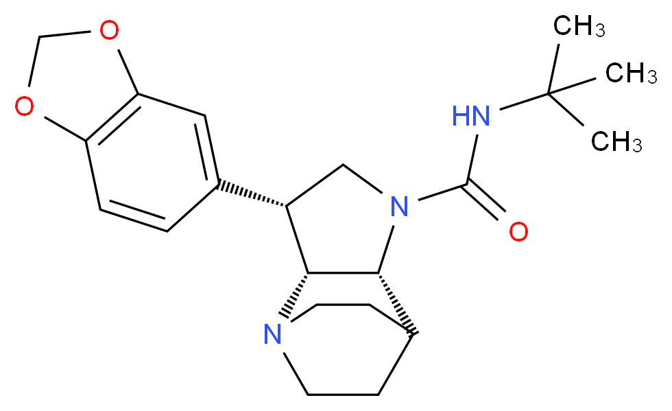 (3R*,3aR*,7aR*)-3-(1,3-benzodioxol-5-yl)-N-(tert-butyl)hexahydro-4,7-ethanopyrrolo[3,2-b]pyridine-1(2H)-carboxamide_分子结构_CAS_)