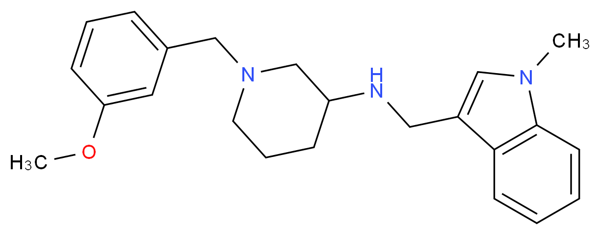 1-(3-methoxybenzyl)-N-[(1-methyl-1H-indol-3-yl)methyl]-3-piperidinamine_分子结构_CAS_)