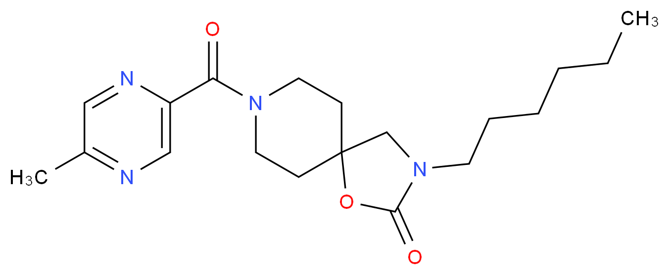3-hexyl-8-[(5-methylpyrazin-2-yl)carbonyl]-1-oxa-3,8-diazaspiro[4.5]decan-2-one_分子结构_CAS_)