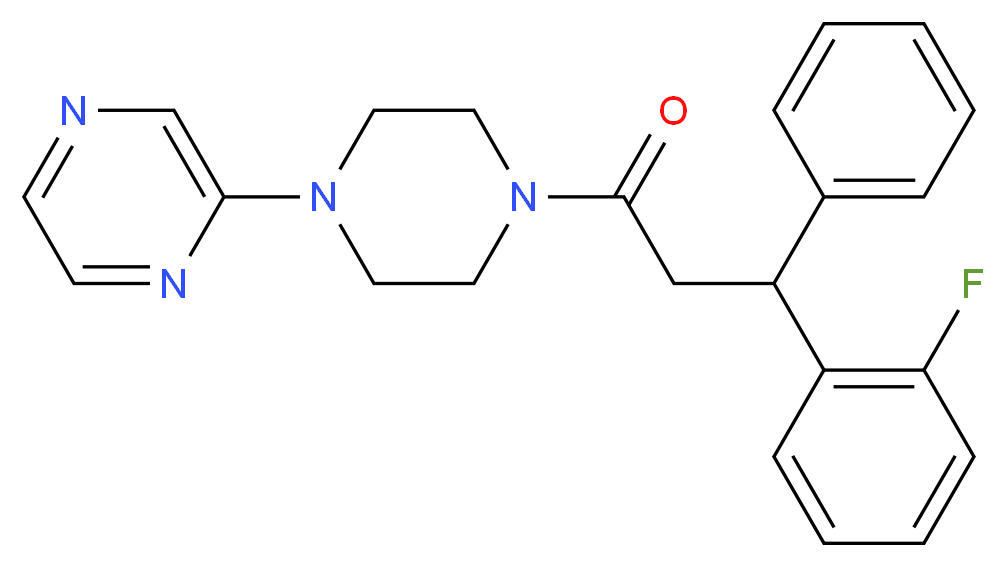2-{4-[3-(2-fluorophenyl)-3-phenylpropanoyl]-1-piperazinyl}pyrazine_分子结构_CAS_)