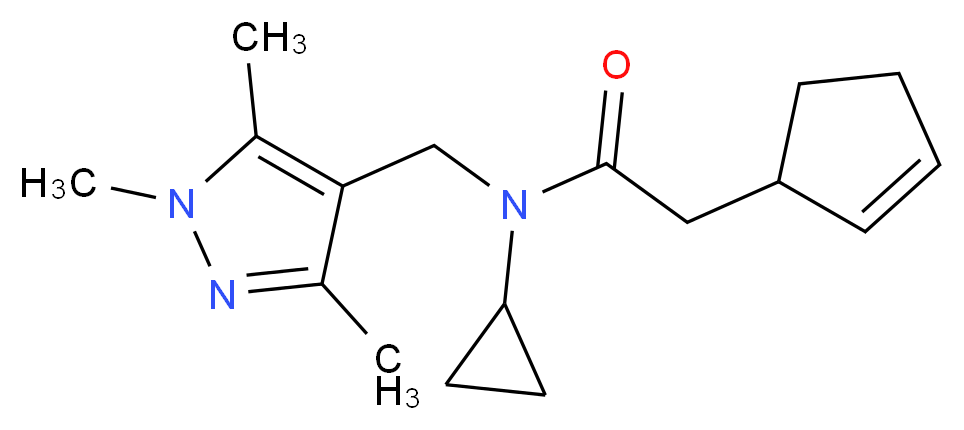 2-cyclopent-2-en-1-yl-N-cyclopropyl-N-[(1,3,5-trimethyl-1H-pyrazol-4-yl)methyl]acetamide_分子结构_CAS_)