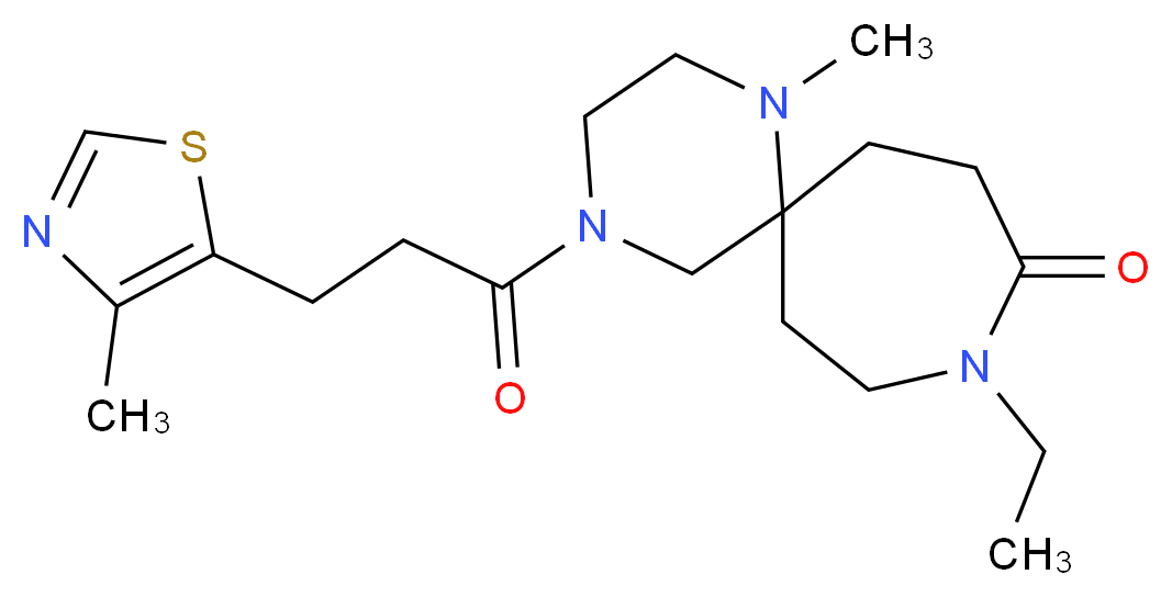 9-ethyl-1-methyl-4-[3-(4-methyl-1,3-thiazol-5-yl)propanoyl]-1,4,9-triazaspiro[5.6]dodecan-10-one_分子结构_CAS_)