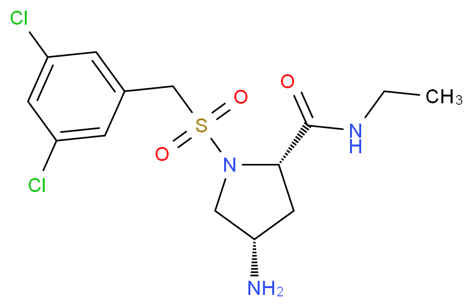 (4S)-4-amino-1-[(3,5-dichlorobenzyl)sulfonyl]-N-ethyl-L-prolinamide_分子结构_CAS_)