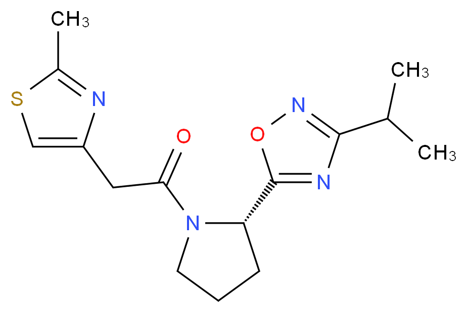 3-isopropyl-5-{(2S)-1-[(2-methyl-1,3-thiazol-4-yl)acetyl]-2-pyrrolidinyl}-1,2,4-oxadiazole_分子结构_CAS_)