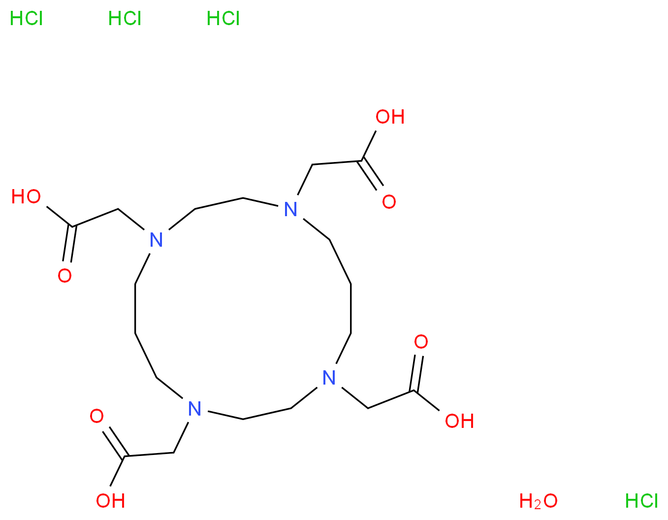 1,4,8,11-四氮杂环十四烷-1,4,8,11-四乙酸 四盐酸盐 水合物_分子结构_CAS_339091-75-7)