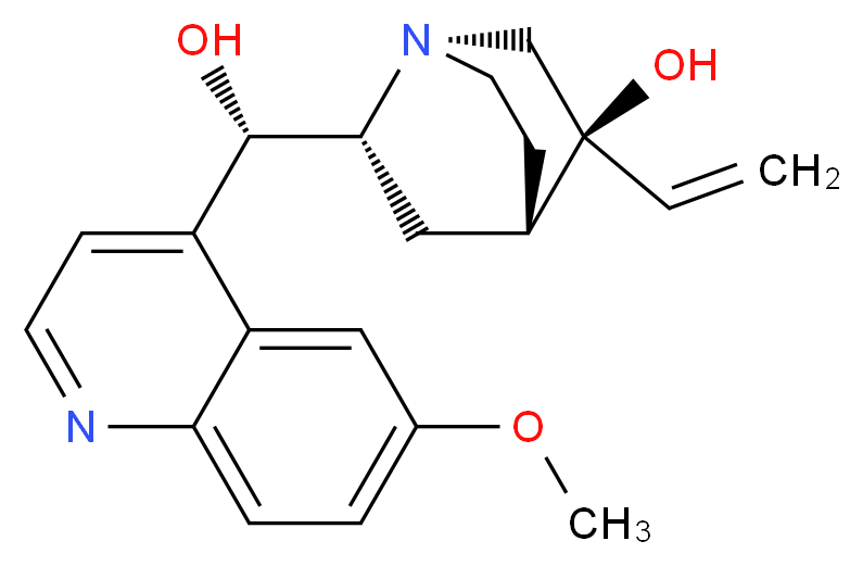 (3S,4S,6R)-3-ethenyl-6-[(S)-hydroxy(6-methoxyquinolin-4-yl)methyl]-1-azabicyclo[2.2.2]octan-3-ol_分子结构_CAS_53467-23-5