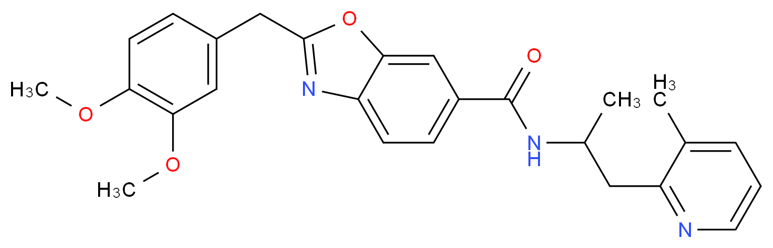 2-(3,4-dimethoxybenzyl)-N-[1-methyl-2-(3-methyl-2-pyridinyl)ethyl]-1,3-benzoxazole-6-carboxamide_分子结构_CAS_)