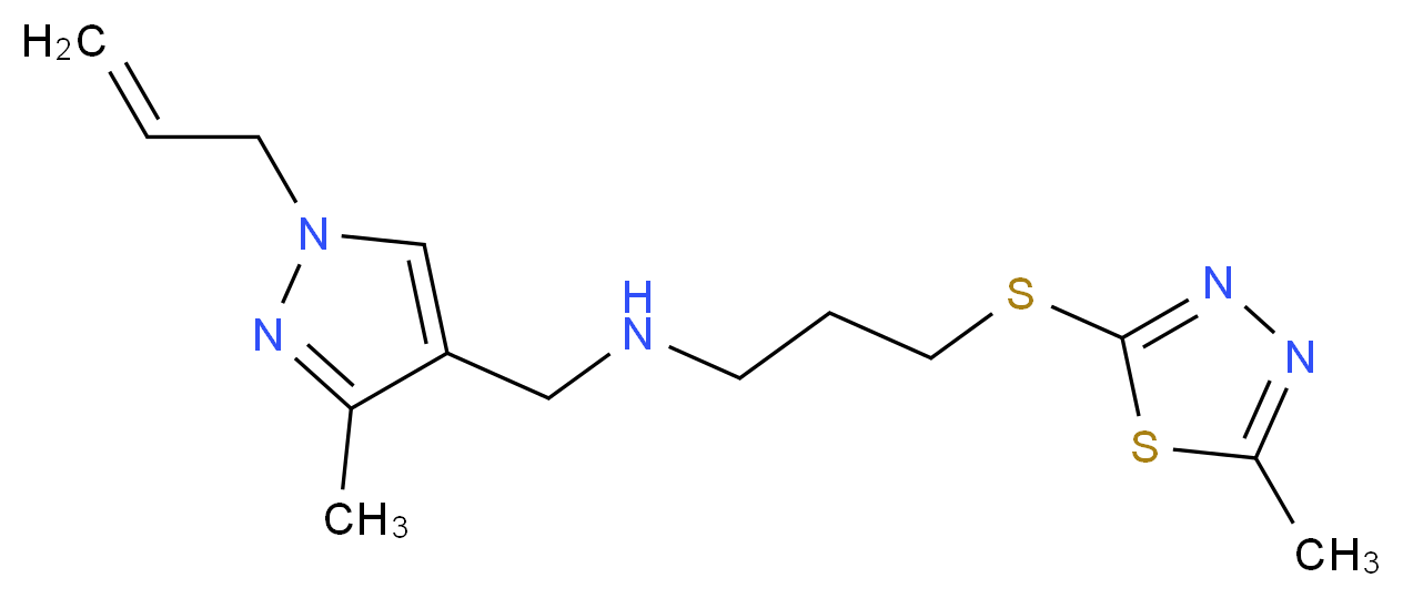 N-[(1-allyl-3-methyl-1H-pyrazol-4-yl)methyl]-3-[(5-methyl-1,3,4-thiadiazol-2-yl)thio]propan-1-amine_分子结构_CAS_)