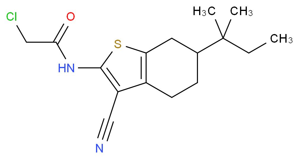 2-Chloro-N-[3-cyano-6-(1,1-dimethylpropyl)-4,5,6,7-tetrahydro-1-benzothien-2-yl]acetamide_分子结构_CAS_)