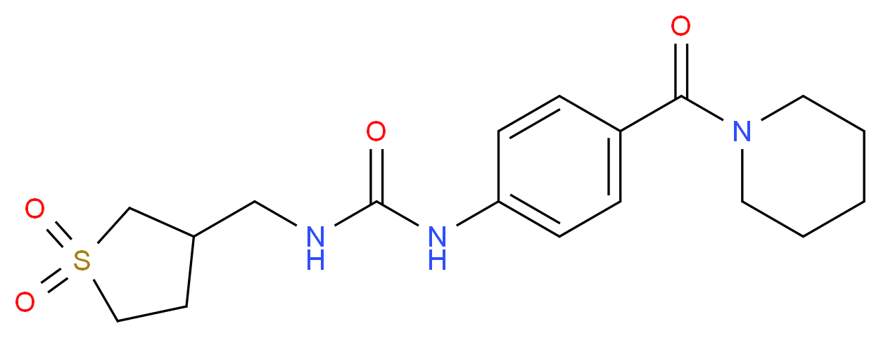 N-[(1,1-dioxidotetrahydro-3-thienyl)methyl]-N'-[4-(piperidin-1-ylcarbonyl)phenyl]urea_分子结构_CAS_)