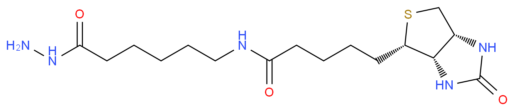 5-[(3aS,4S,6aR)-2-oxo-hexahydro-1H-thieno[3,4-d]imidazolidin-4-yl]-N-[5-(hydrazinecarbonyl)pentyl]pentanamide_分子结构_CAS_109276-34-8