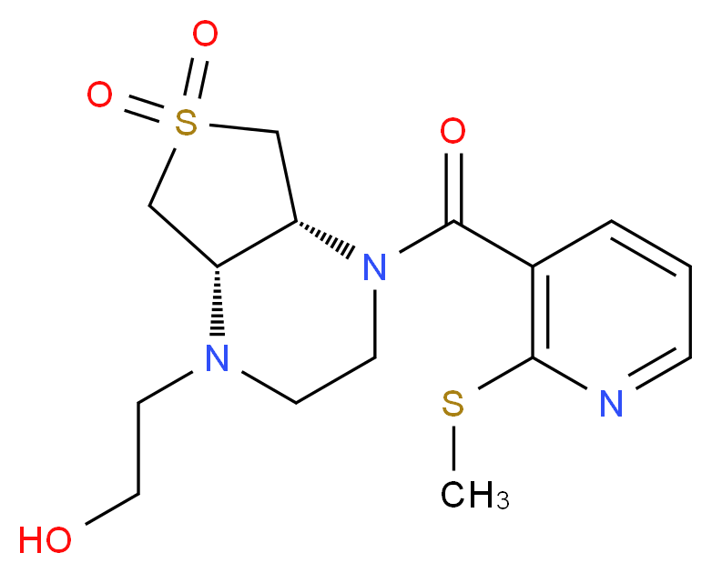 2-[(4aR*,7aS*)-4-{[2-(methylthio)pyridin-3-yl]carbonyl}-6,6-dioxidohexahydrothieno[3,4-b]pyrazin-1(2H)-yl]ethanol_分子结构_CAS_)