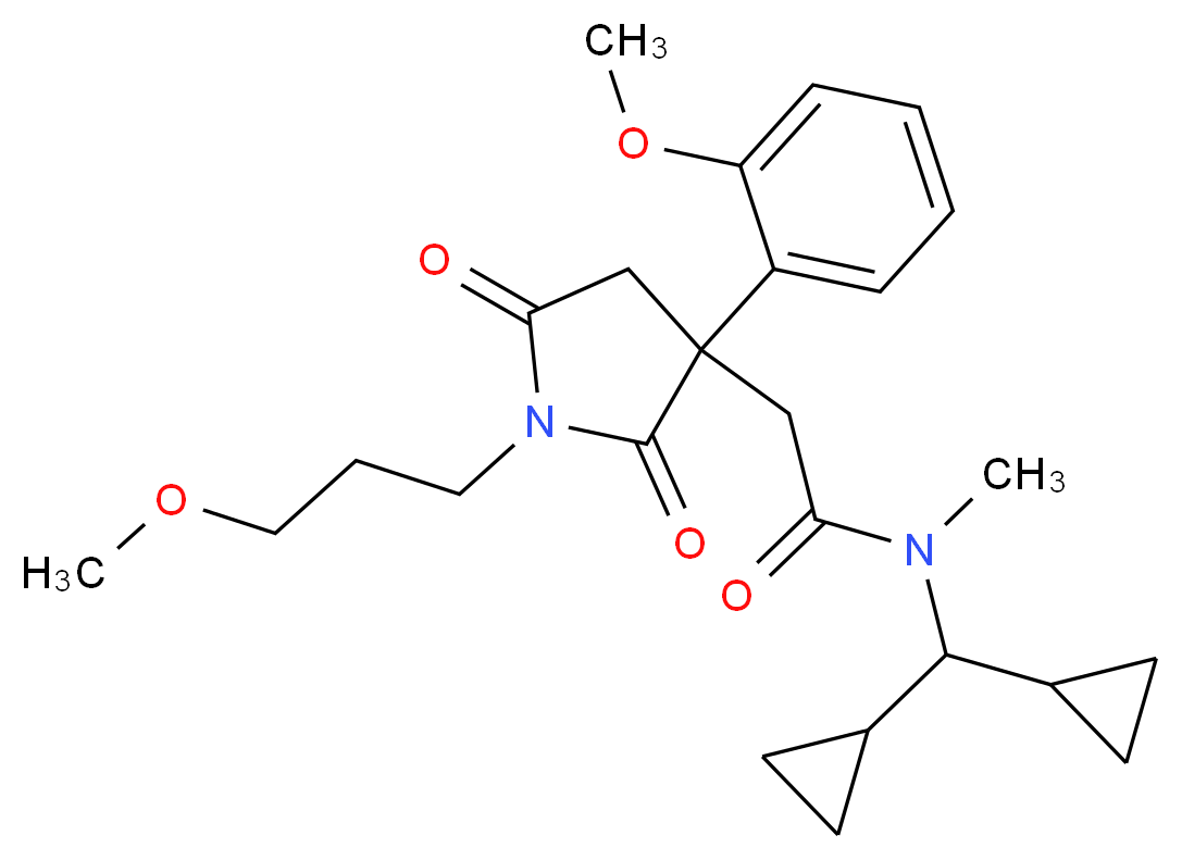 N-(dicyclopropylmethyl)-2-[3-(2-methoxyphenyl)-1-(3-methoxypropyl)-2,5-dioxo-3-pyrrolidinyl]-N-methylacetamide_分子结构_CAS_)