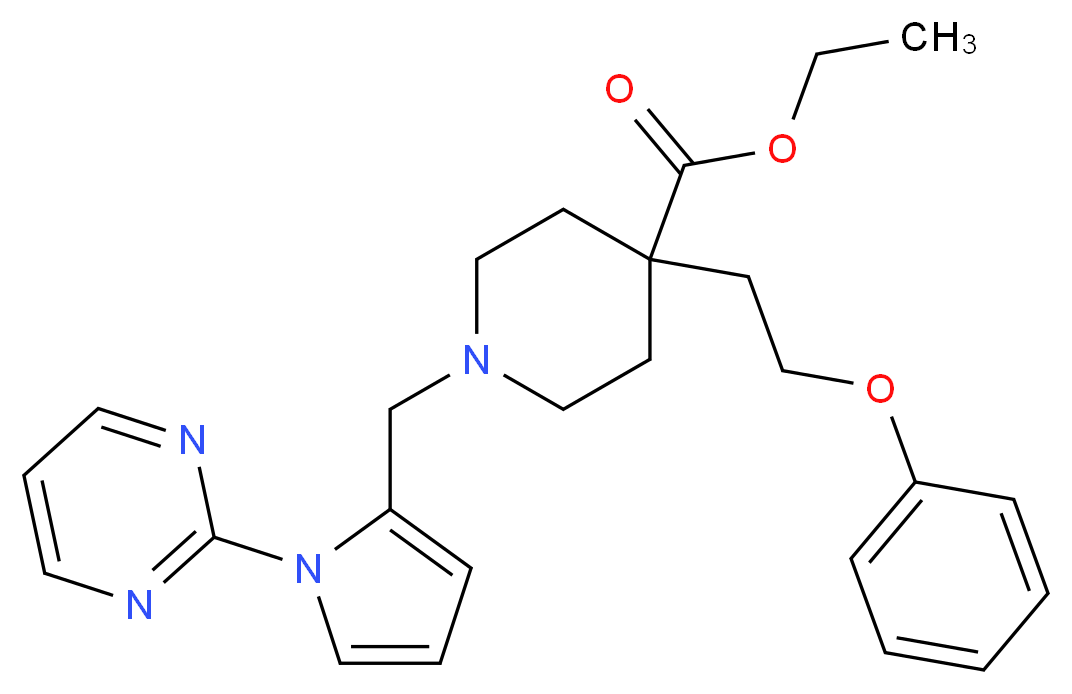 ethyl 4-(2-phenoxyethyl)-1-{[1-(2-pyrimidinyl)-1H-pyrrol-2-yl]methyl}-4-piperidinecarboxylate_分子结构_CAS_)