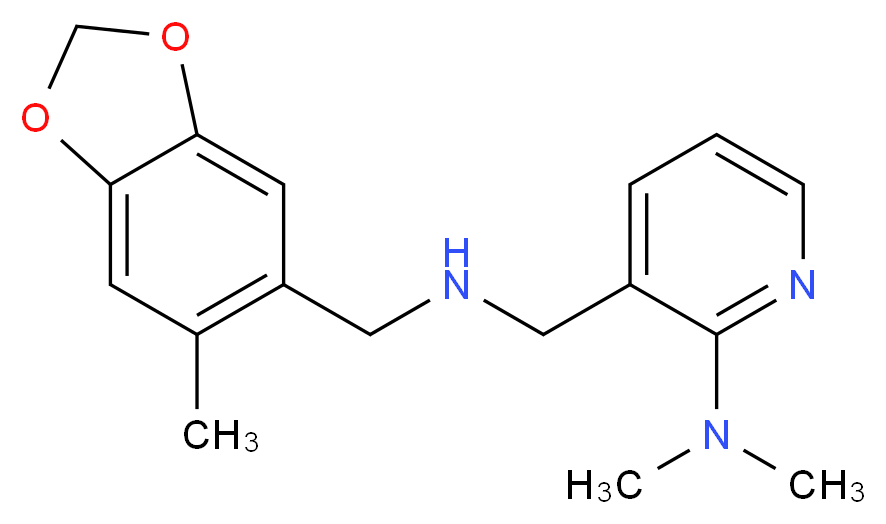N,N-dimethyl-3-({[(6-methyl-1,3-benzodioxol-5-yl)methyl]amino}methyl)-2-pyridinamine_分子结构_CAS_)