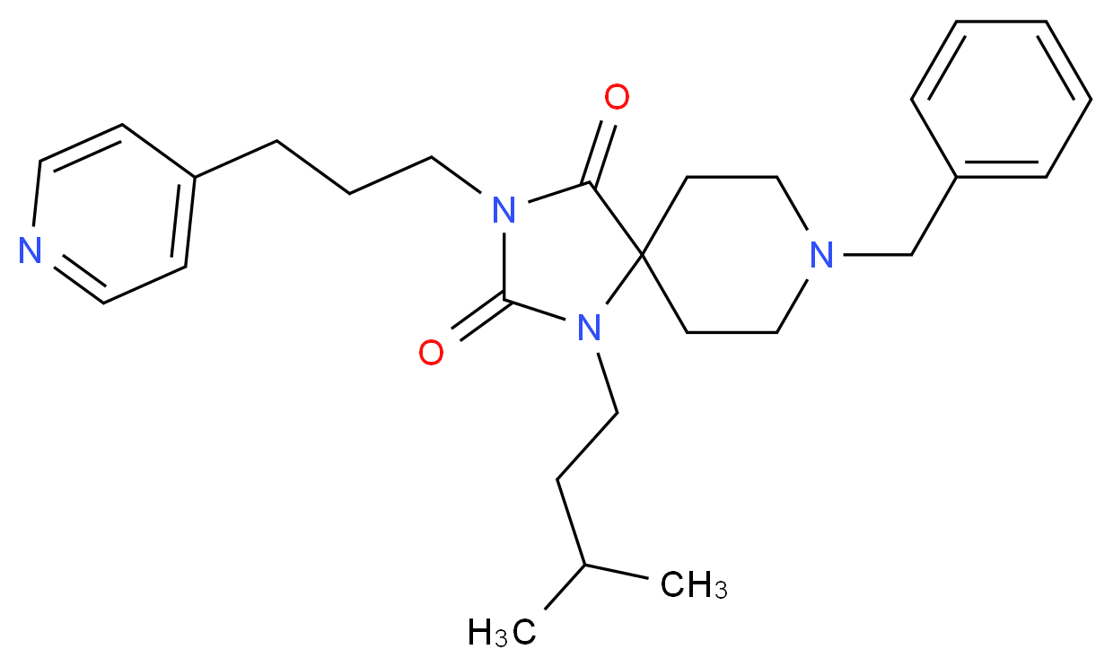8-benzyl-1-(3-methylbutyl)-3-[3-(4-pyridinyl)propyl]-1,3,8-triazaspiro[4.5]decane-2,4-dione_分子结构_CAS_)