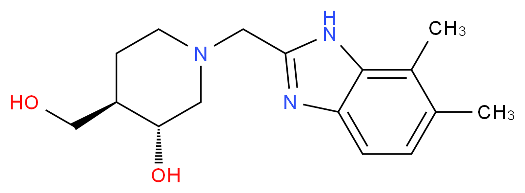(3R*,4R*)-1-[(6,7-dimethyl-1H-benzimidazol-2-yl)methyl]-4-(hydroxymethyl)-3-piperidinol_分子结构_CAS_)