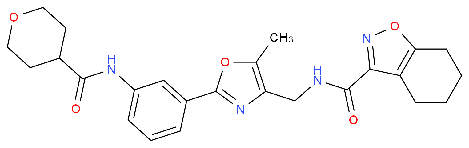 N-[(5-methyl-2-{3-[(tetrahydro-2H-pyran-4-ylcarbonyl)amino]phenyl}-1,3-oxazol-4-yl)methyl]-4,5,6,7-tetrahydro-1,2-benzisoxazole-3-carboxamide_分子结构_CAS_)