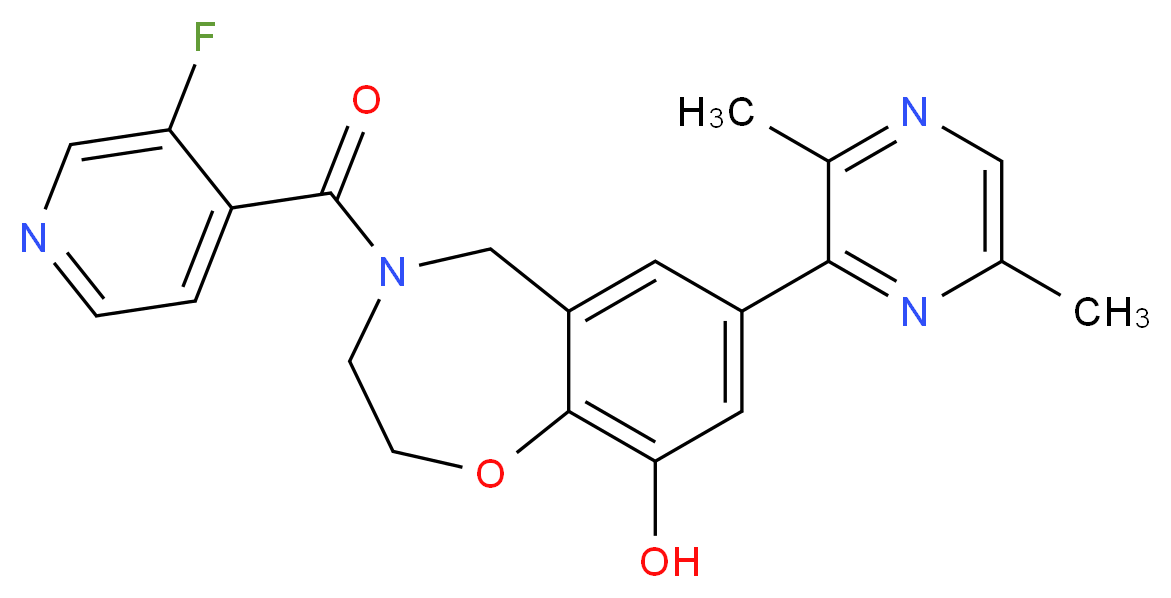 7-(3,6-dimethylpyrazin-2-yl)-4-(3-fluoroisonicotinoyl)-2,3,4,5-tetrahydro-1,4-benzoxazepin-9-ol_分子结构_CAS_)