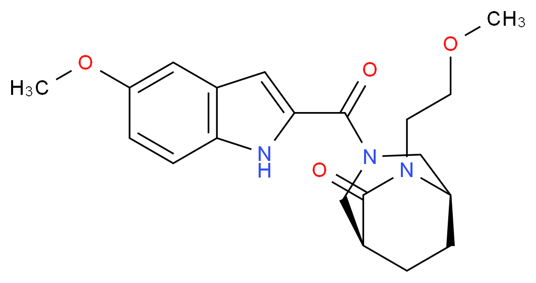 (1S*,5R*)-6-(2-methoxyethyl)-3-[(5-methoxy-1H-indol-2-yl)carbonyl]-3,6-diazabicyclo[3.2.2]nonan-7-one_分子结构_CAS_)