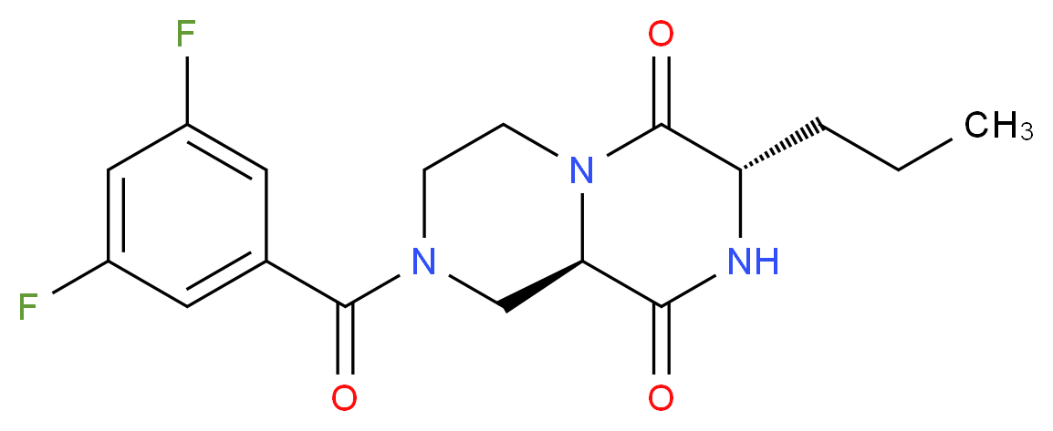 (3S,9aR)-8-(3,5-difluorobenzoyl)-3-propyltetrahydro-2H-pyrazino[1,2-a]pyrazine-1,4(3H,6H)-dione_分子结构_CAS_)