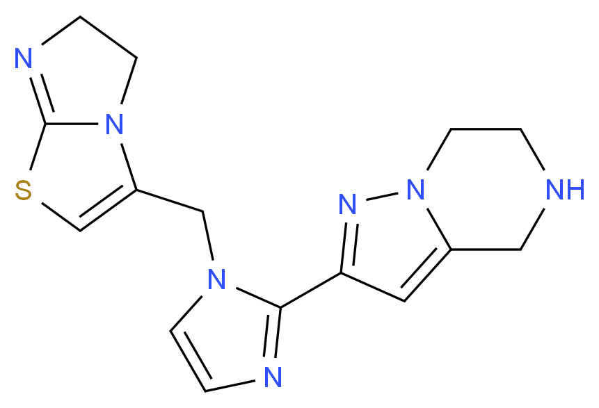 2-[1-(5,6-dihydroimidazo[2,1-b][1,3]thiazol-3-ylmethyl)-1H-imidazol-2-yl]-4,5,6,7-tetrahydropyrazolo[1,5-a]pyrazine_分子结构_CAS_)