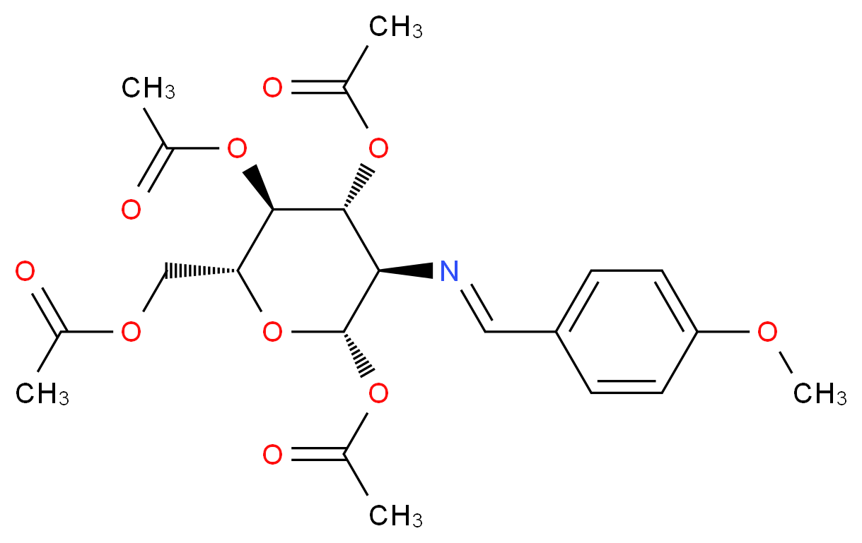 [(2R,3S,4R,5R,6S)-3,4,6-tris(acetyloxy)-5-[(E)-[(4-methoxyphenyl)methylidene]amino]oxan-2-yl]methyl acetate_分子结构_CAS_7597-81-1