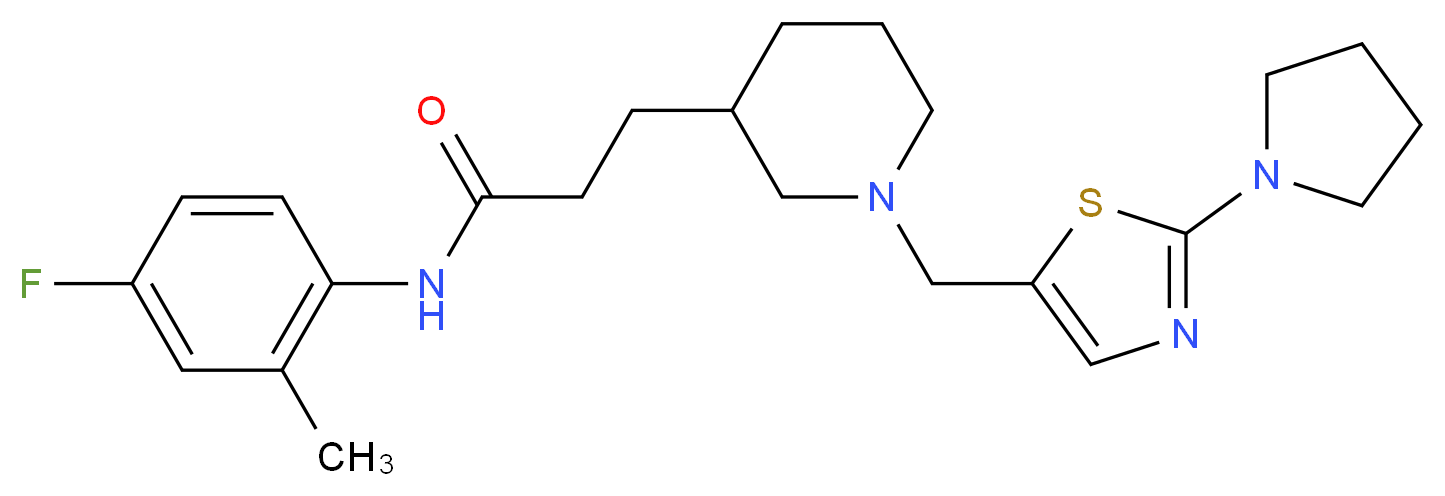 N-(4-fluoro-2-methylphenyl)-3-(1-{[2-(1-pyrrolidinyl)-1,3-thiazol-5-yl]methyl}-3-piperidinyl)propanamide_分子结构_CAS_)