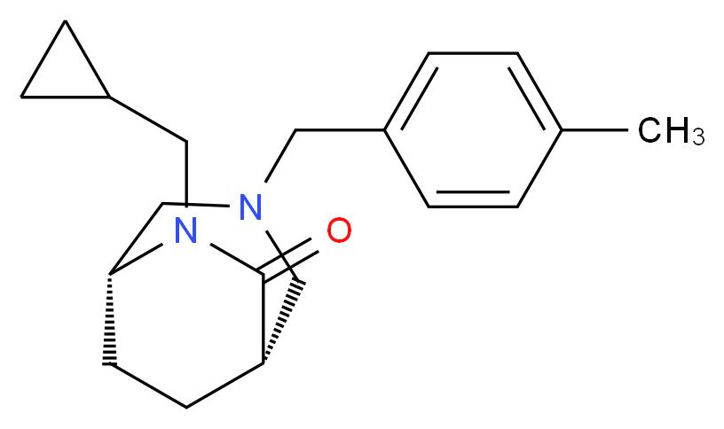 (1S*,5R*)-6-(cyclopropylmethyl)-3-(4-methylbenzyl)-3,6-diazabicyclo[3.2.2]nonan-7-one_分子结构_CAS_)