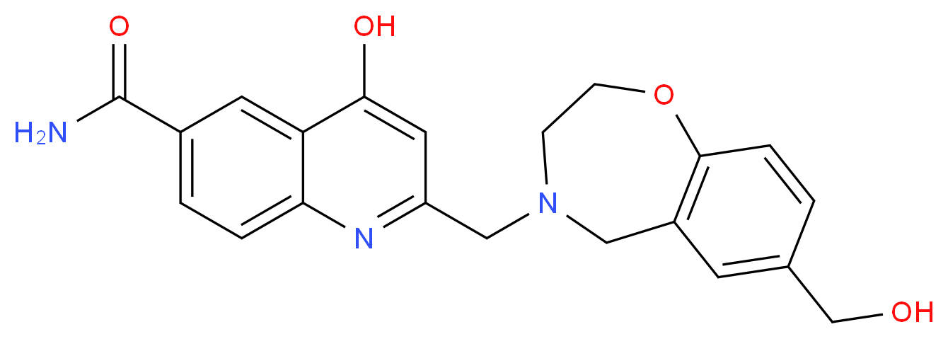 4-hydroxy-2-{[7-(hydroxymethyl)-2,3-dihydro-1,4-benzoxazepin-4(5H)-yl]methyl}quinoline-6-carboxamide_分子结构_CAS_)