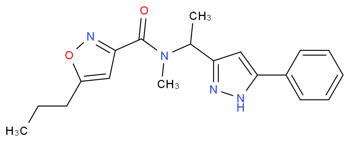 N-methyl-N-[1-(5-phenyl-1H-pyrazol-3-yl)ethyl]-5-propyl-3-isoxazolecarboxamide_分子结构_CAS_)