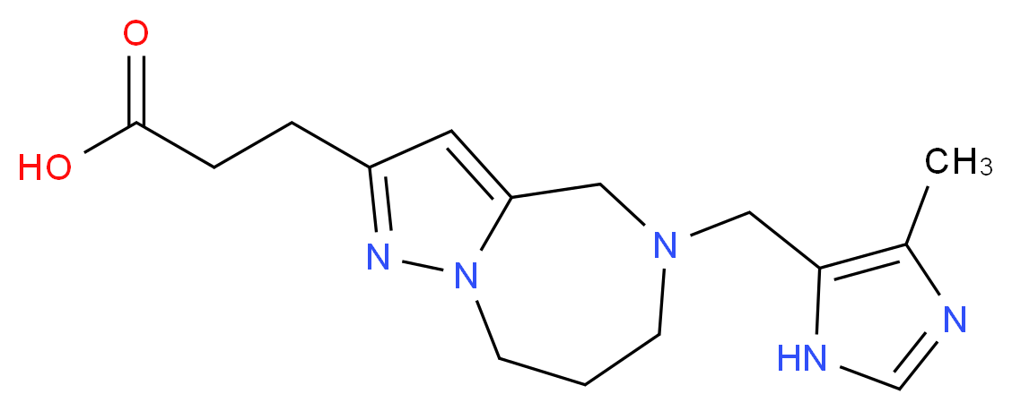 3-{5-[(4-methyl-1H-imidazol-5-yl)methyl]-5,6,7,8-tetrahydro-4H-pyrazolo[1,5-a][1,4]diazepin-2-yl}propanoic acid_分子结构_CAS_)