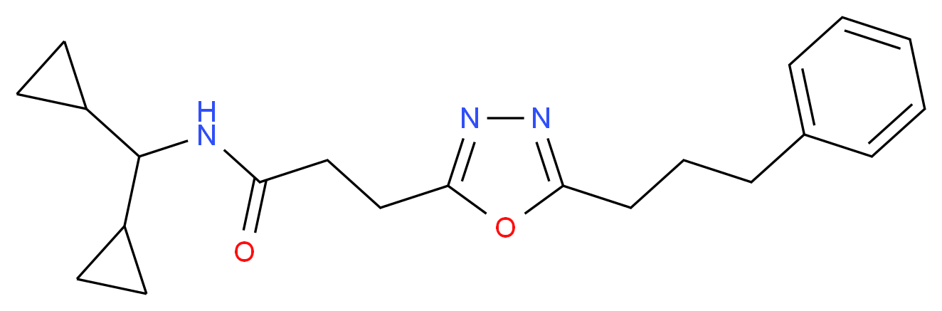 N-(dicyclopropylmethyl)-3-[5-(3-phenylpropyl)-1,3,4-oxadiazol-2-yl]propanamide_分子结构_CAS_)