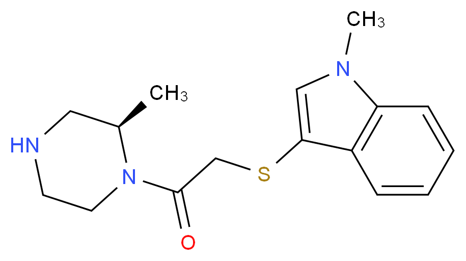1-methyl-3-({2-[(2R)-2-methylpiperazin-1-yl]-2-oxoethyl}thio)-1H-indole_分子结构_CAS_)
