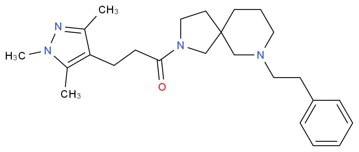 7-(2-phenylethyl)-2-[3-(1,3,5-trimethyl-1H-pyrazol-4-yl)propanoyl]-2,7-diazaspiro[4.5]decane_分子结构_CAS_)