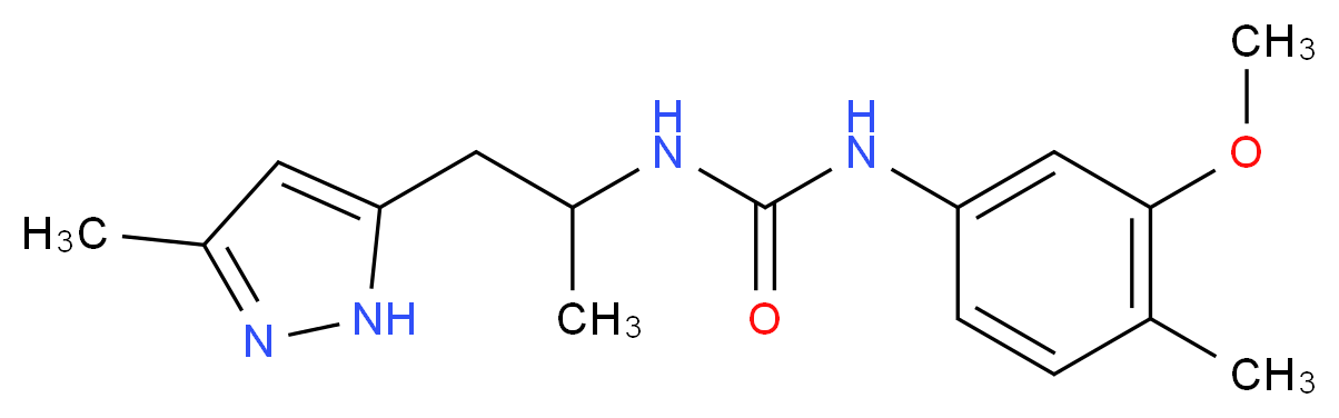N-(3-methoxy-4-methylphenyl)-N'-[1-methyl-2-(3-methyl-1H-pyrazol-5-yl)ethyl]urea_分子结构_CAS_)