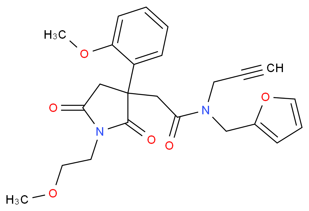 N-(2-furylmethyl)-2-[1-(2-methoxyethyl)-3-(2-methoxyphenyl)-2,5-dioxo-3-pyrrolidinyl]-N-2-propyn-1-ylacetamide_分子结构_CAS_)