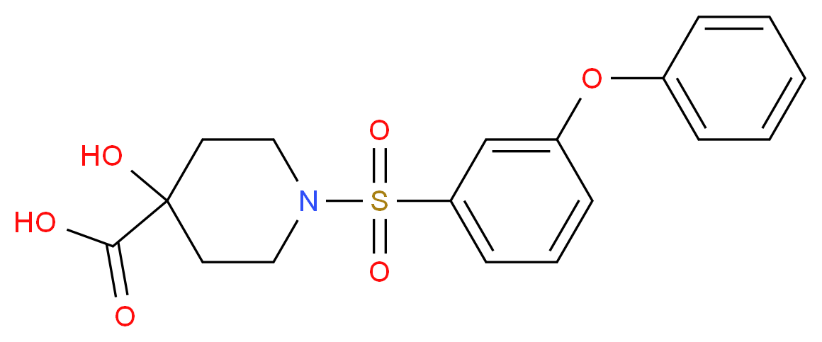 4-hydroxy-1-[(3-phenoxyphenyl)sulfonyl]piperidine-4-carboxylic acid_分子结构_CAS_)