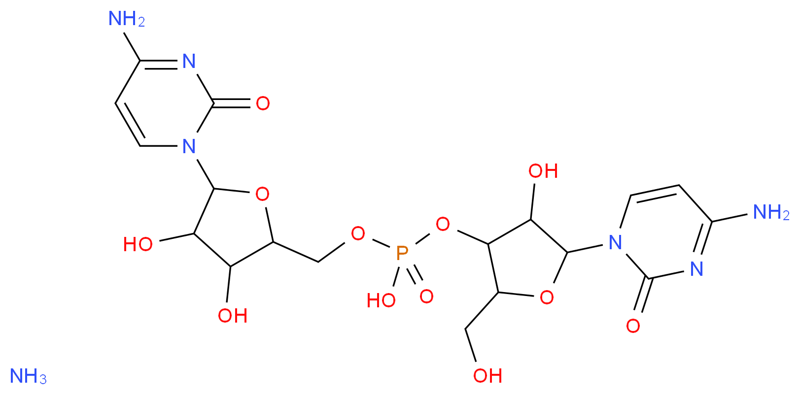 {[5-(4-amino-2-oxo-1,2-dihydropyrimidin-1-yl)-3,4-dihydroxyoxolan-2-yl]methoxy}({[5-(4-amino-2-oxo-1,2-dihydropyrimidin-1-yl)-4-hydroxy-2-(hydroxymethyl)oxolan-3-yl]oxy})phosphinic acid amine_分子结构_CAS_27552-98-3