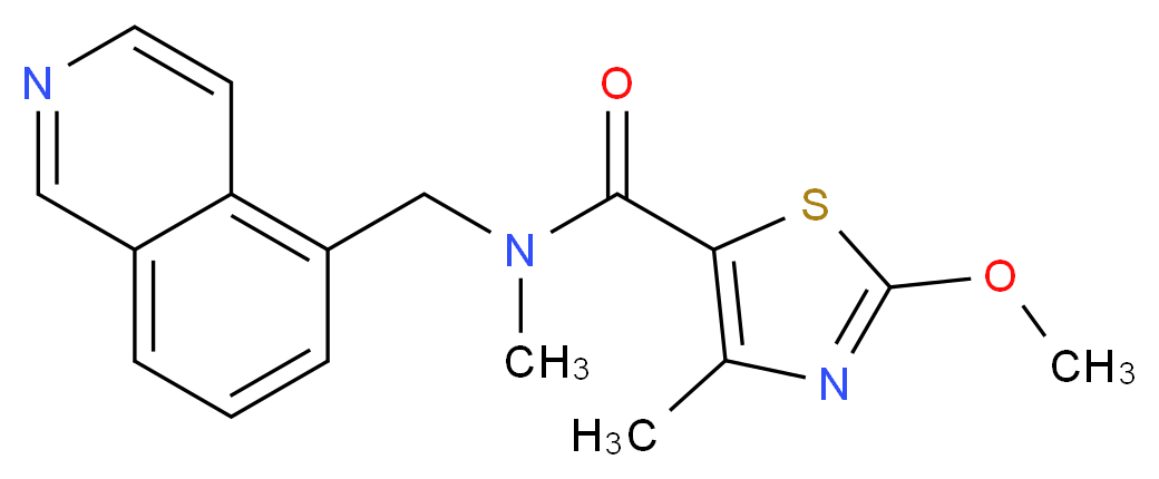 N-(5-isoquinolinylmethyl)-2-methoxy-N,4-dimethyl-1,3-thiazole-5-carboxamide_分子结构_CAS_)