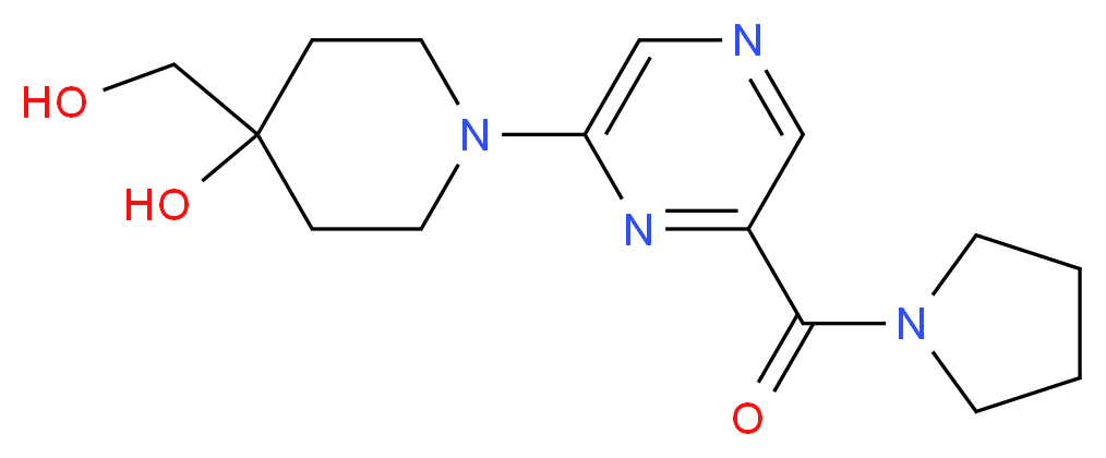 4-(hydroxymethyl)-1-[6-(pyrrolidin-1-ylcarbonyl)pyrazin-2-yl]piperidin-4-ol_分子结构_CAS_)