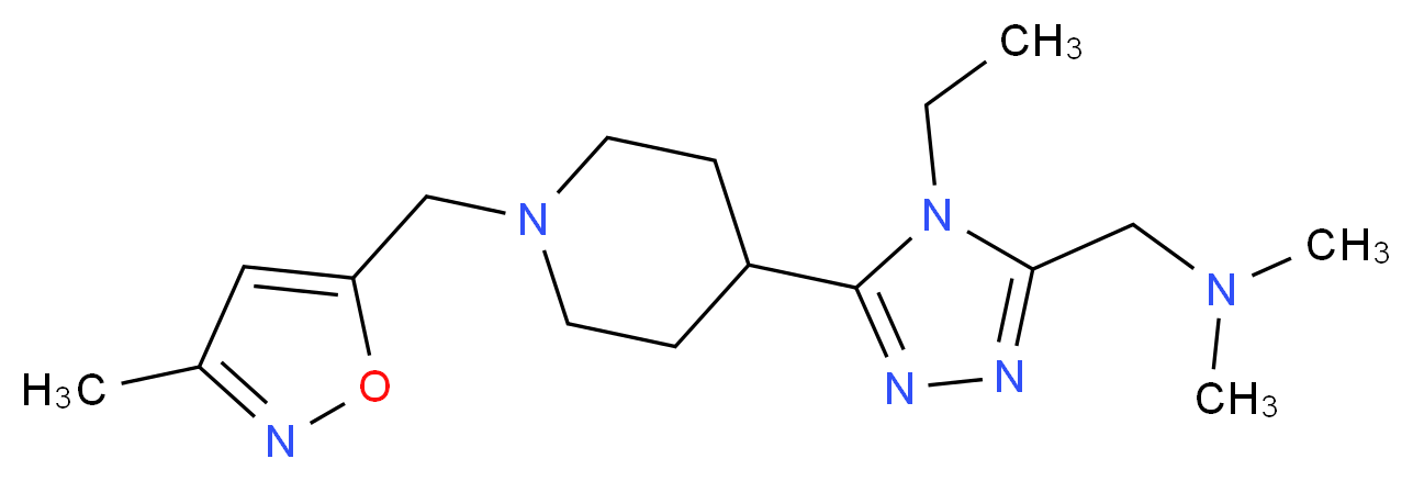 1-(4-ethyl-5-{1-[(3-methylisoxazol-5-yl)methyl]piperidin-4-yl}-4H-1,2,4-triazol-3-yl)-N,N-dimethylmethanamine_分子结构_CAS_)