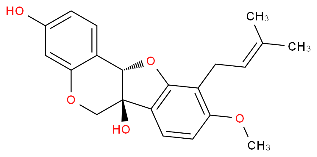 (1S,10S)-14-methoxy-15-(3-methylbut-2-en-1-yl)-8,17-dioxatetracyclo[8.7.0.0<sup>2</sup>,<sup>7</sup>.0<sup>1</sup><sup>1</sup>,<sup>1</sup><sup>6</sup>]heptadeca-2,4,6,11(16),12,14-hexaene-5,10-diol_分子结构_CAS_74515-47-2